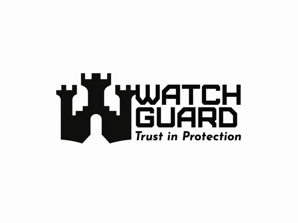 Monochrome fortress crest: symmetrical silhouette with central arched gate, flanked by two battlemented towers and a tall central keep; bold black shapes, subtle depth, shield-like seal, clean vector lines.