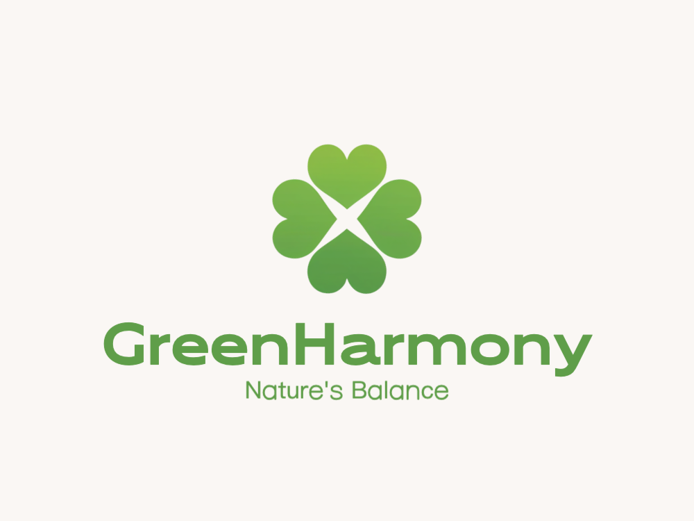 Minimal lime clover with four rounded petals, symmetrical center negative space, glossy gradient background, clean vector lines, eco-friendly and modern.