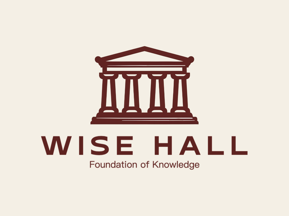 Monochrome neoclassical temple emblem with pediment, slender evenly spaced columns, flat maroon color, minimal vector lines, subtle embossed shading, white highlights along the upper inner edge and base.