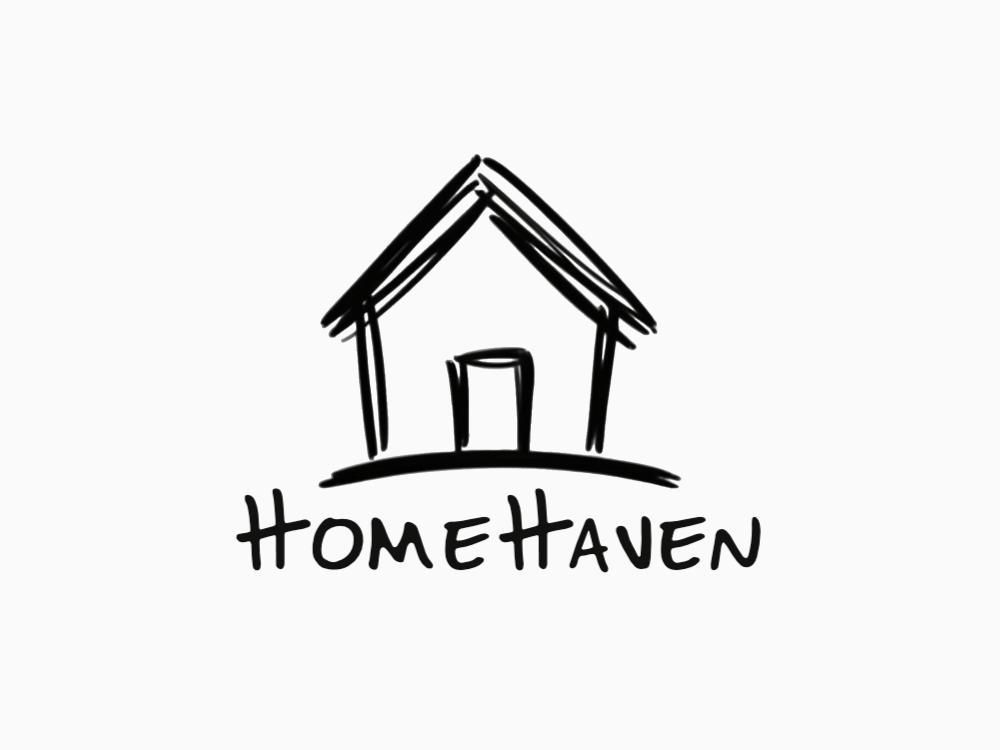 A minimalist, neon-glow chalk-style house outline on black background, with a pitched roof, central door, curved base, and soft halo.