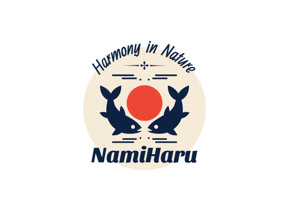 Symmetric logo with two stylized dolphins facing each other around a glowing red sun, navy gradient backdrop, soft halo, minimalist vector silhouette, clean curves, subtle depth.