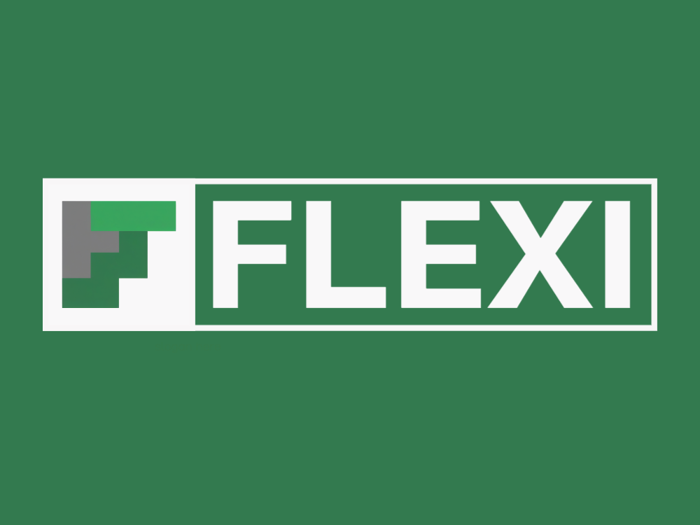 Geometric logo with a gray left panel and interlocking lime, emerald, and forest green blocks forming layered steps; crisp edges, subtle shading, flat vector style on a square canvas.