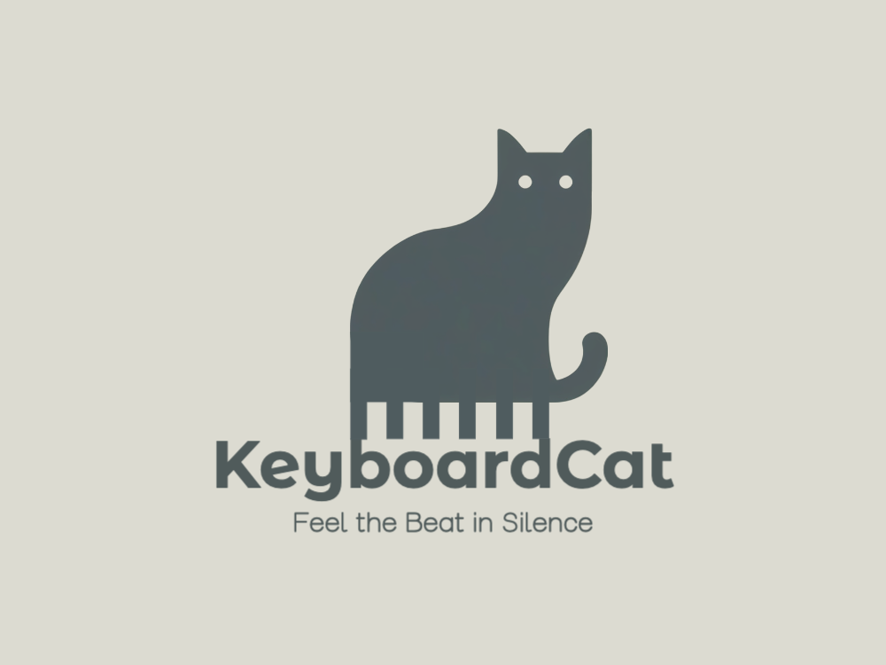 Minimalist cat silhouette with a plump body, curved tail, small eyes, flat vector style, blue-gray palette, modern friendly branding.