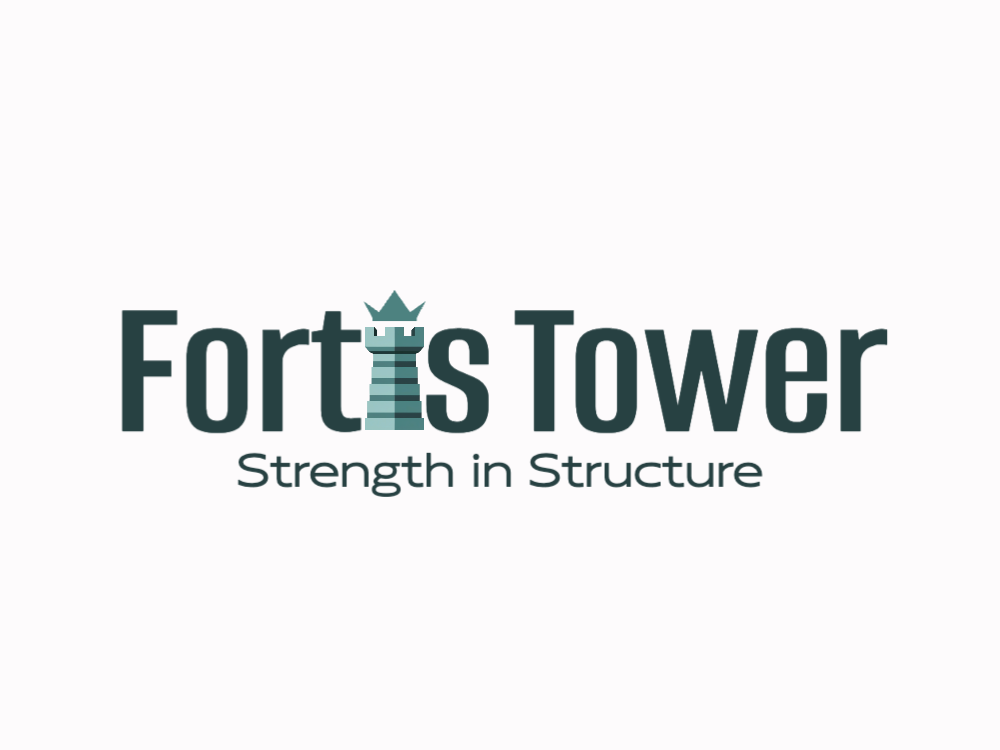 Symmetric two-column logo of stacked cuboids in mint-teal gradients, with subtle bevels and shadows; crown-like top and vertical, modern geometric branding.