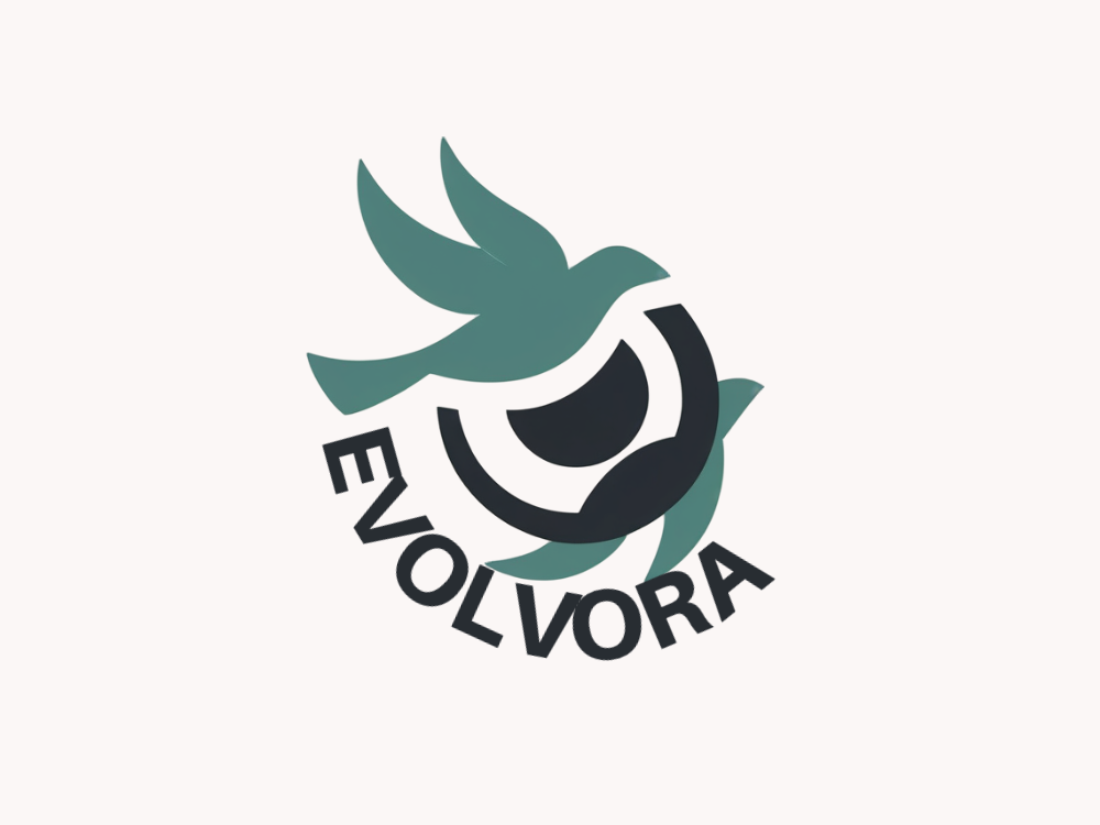 A minimalist logo featuring a light teal dove silhouette and a dark navy crescent ring, set on a teal gradient, with soft shadows for depth.