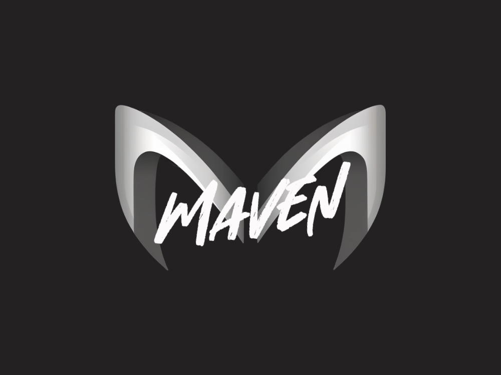 Monochrome abstract logo featuring a symmetrical 'M' formed by two glossy curved arches with a central groove, high-tech, minimalist, 3D lighting, subtle shadows on a neutral gray background.