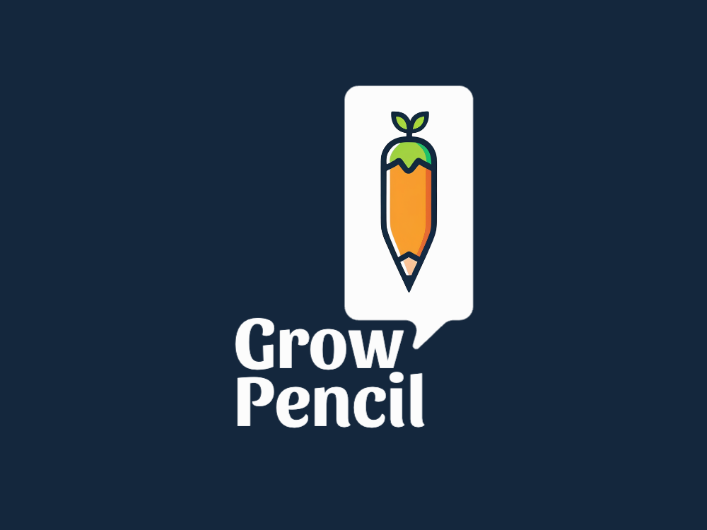 A bold, rounded carrot emblem with lime-green crown, deep navy outline, orange gradient body, minimal leaves, and soft background glow for a friendly tech/organic brand.